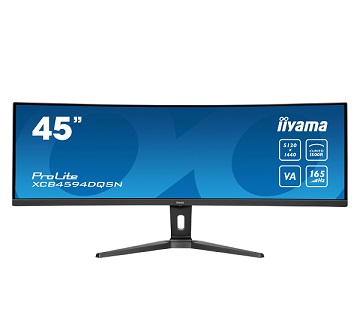 מסך מחשב לגיימרים 45 אינץ' קעור KVM ורמקולים מובנים IIYAMA ProLite XCB4594DQSN-B1 45 Inch Curved DQHD 5120x1440 32:9 165Hz VA 0.8ms 2xHDMI DP USB-C RJ45 KVM Speaker